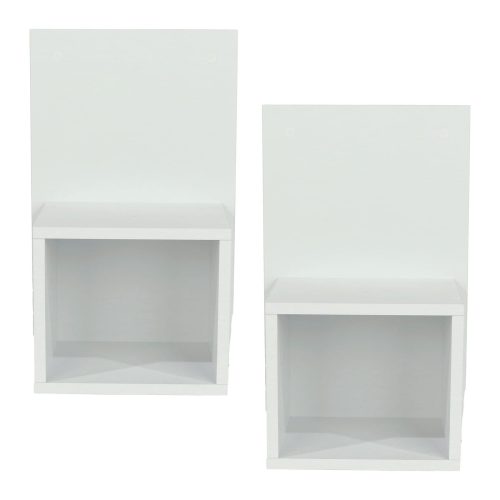 White Pair of Open Wall Hanging Bedside Tables [Kelly]