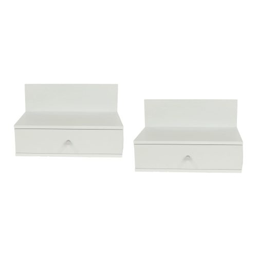 White Pair of 1 Drawer Wall Hanging Bedside Cabinets [Kelly]
