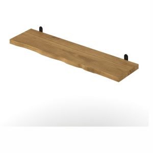 Antique Waxed Pine 60cm Chunky Live Edge Shelf with Metal Bracket Kit [Shelco]