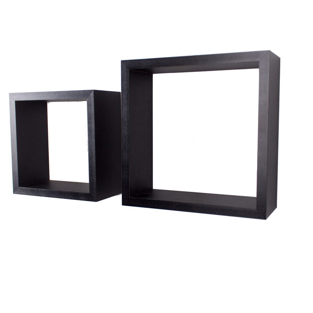 Matt Black Set of 2 Wall Cubes [Hudson]