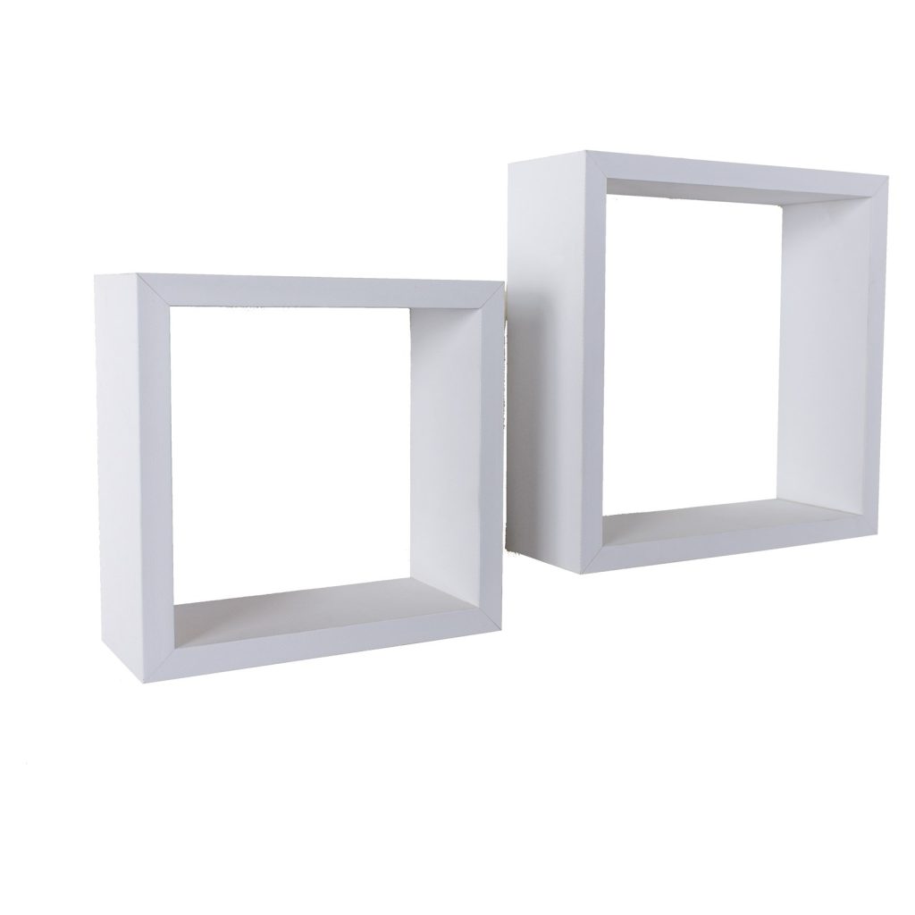 Matt White Set of 2 Wall Cubes [Hudson]