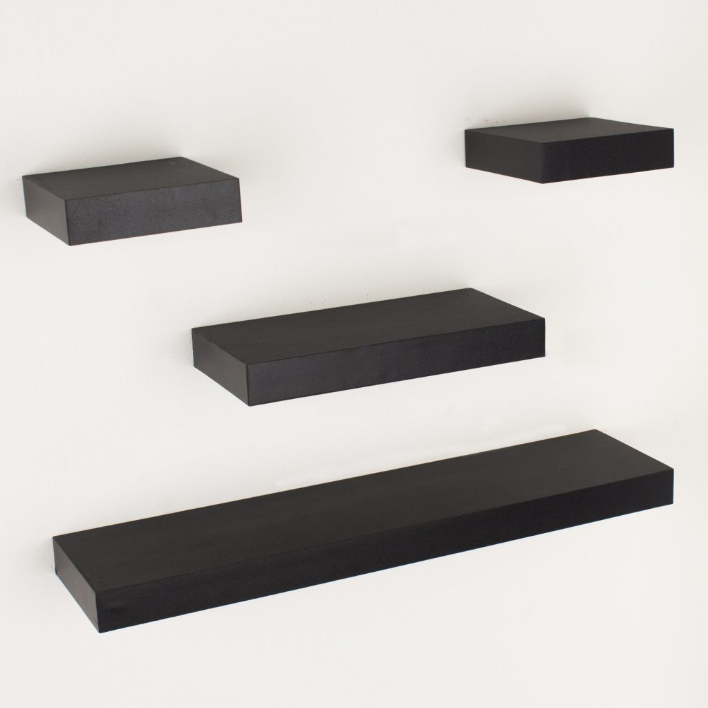 Matt Black 4 Piece Narrow Floating Shelf Set [Hudson]