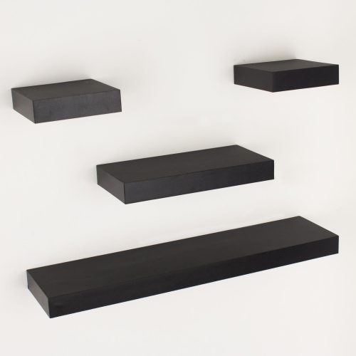 Matt Black 4 Piece Narrow Floating Shelf Set [Hudson]