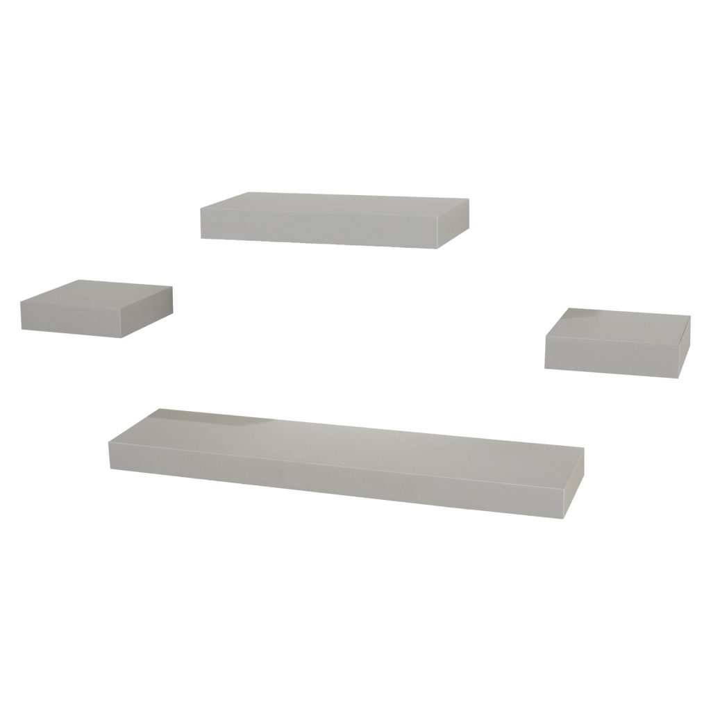 Light Grey 4 Piece Narrow Floating Shelf Set [Hudson]