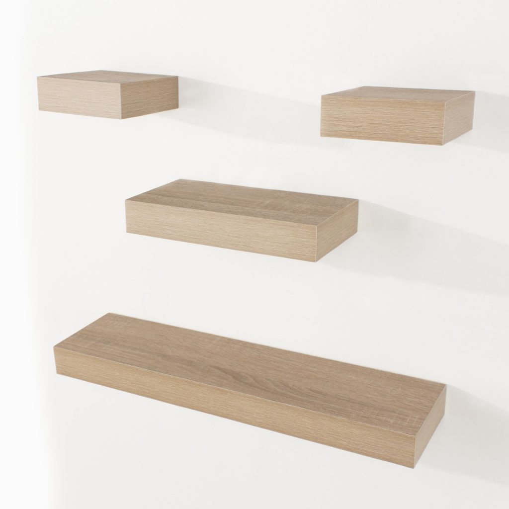Oak Effect 4 Piece Narrow Floating Shelf Set [Hudson]