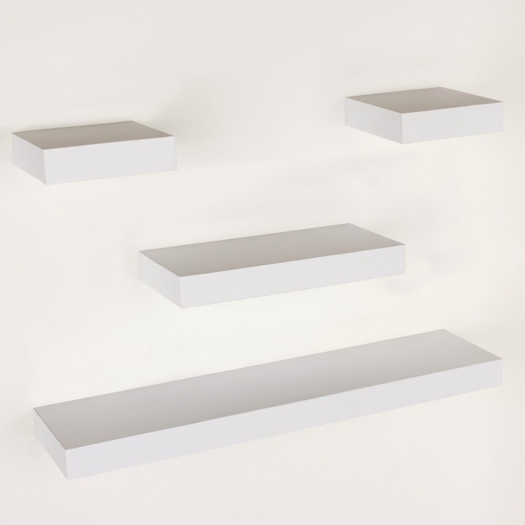 Matt White 4 Piece Narrow Floating Shelf Set [Hudson]