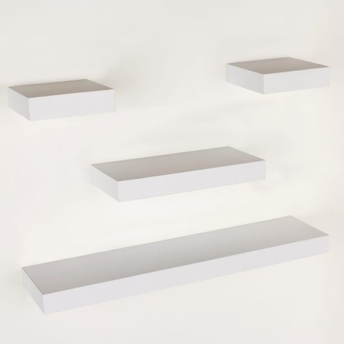Matt White 4 Piece Narrow Floating Shelf Set [Hudson]