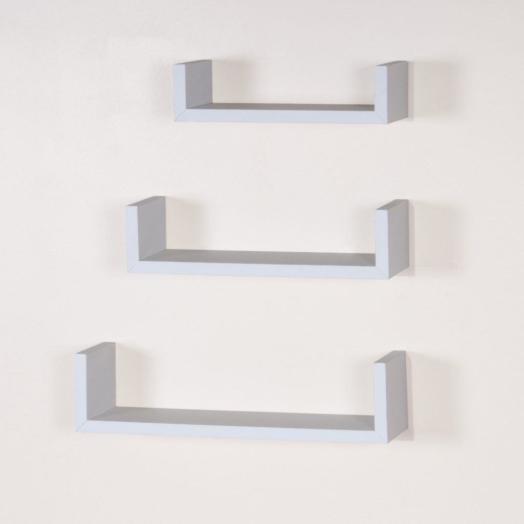Matt White Set of 3 'U' Shape Floating Shelf Kit [Hudson]