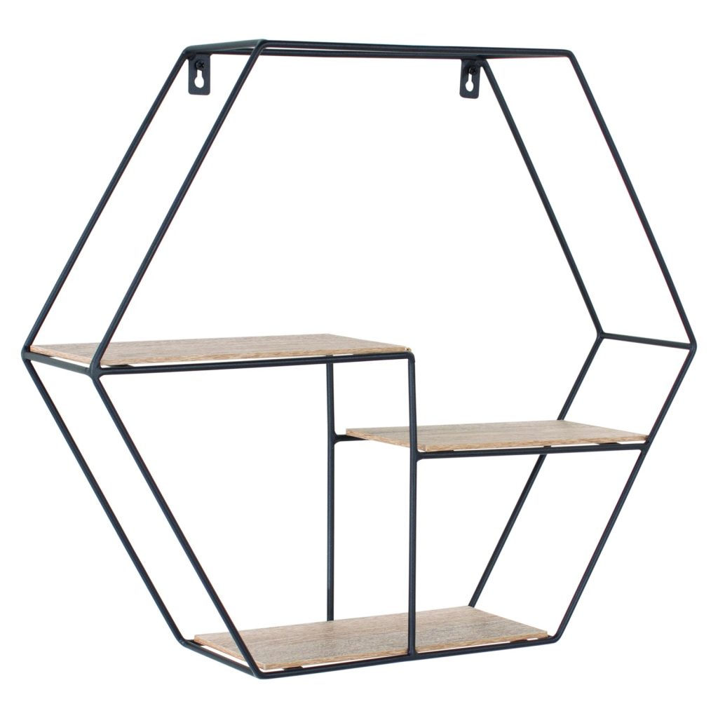 Black Hexagonal Wire Display Wall Shelf [Loft]