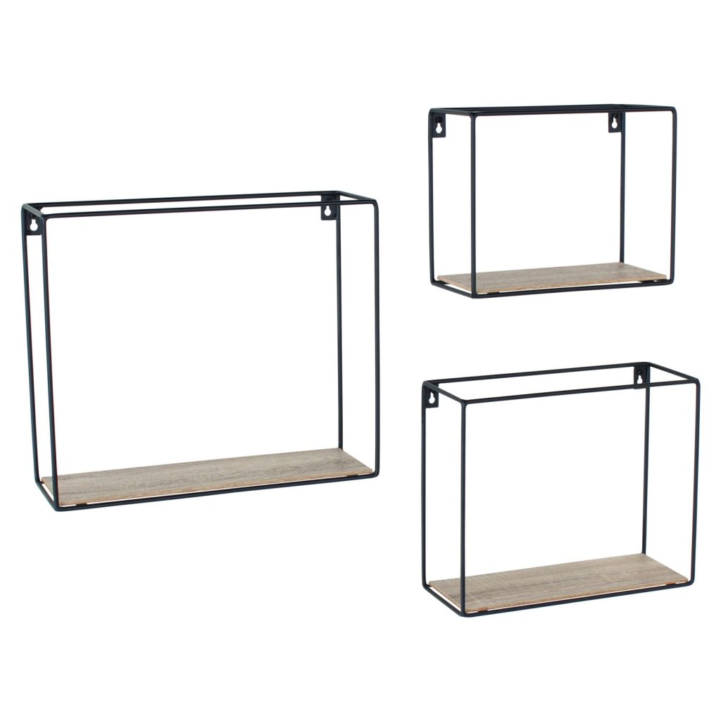 Black Set of 3 Rectangular Wire Display Wall Shelves [Loft]