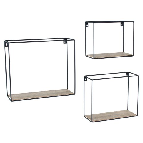 Black Set of 3 Rectangular Wire Display Wall Shelves [Loft]