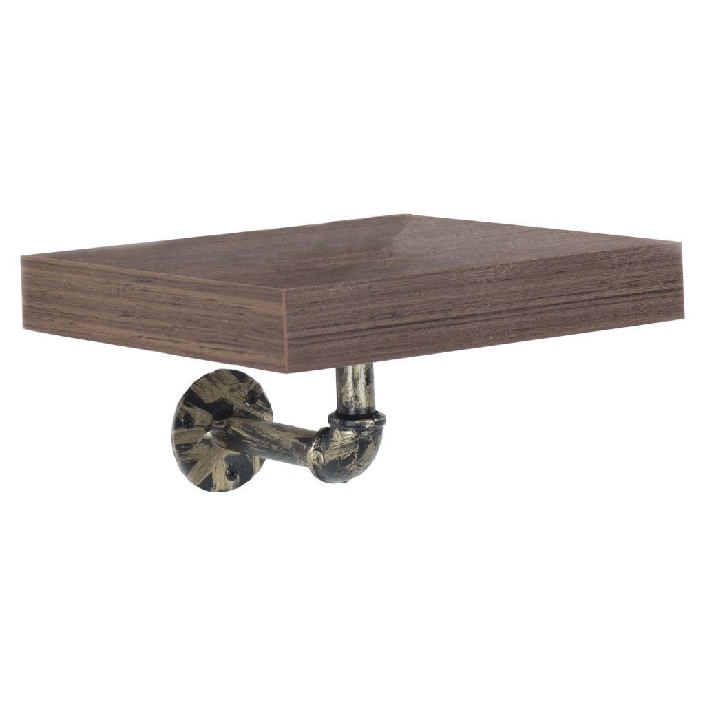 Oak Effect 24cm Wall Shelf with Pipe Brackets [Loft]