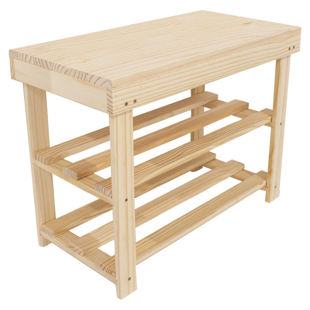 Natural Pine Shoe Storage Bench [Shelco]