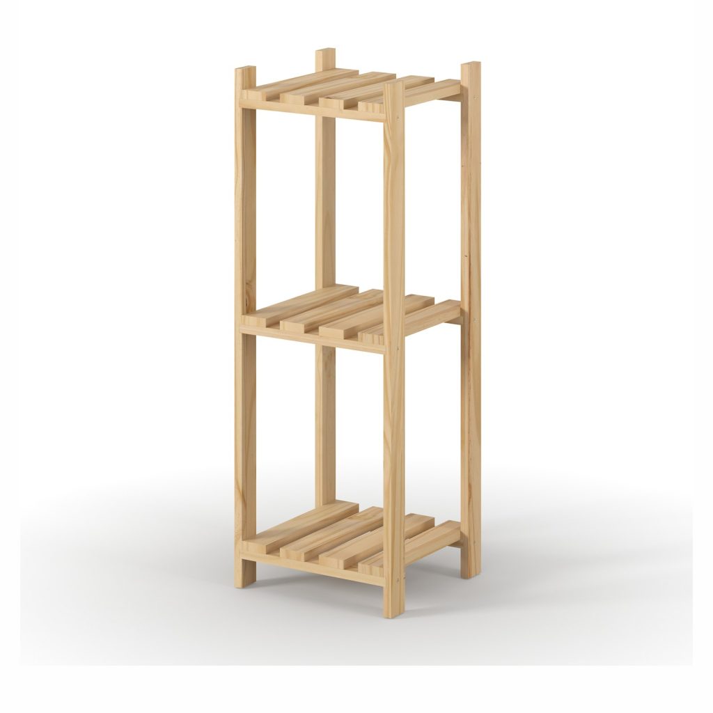 Natural Pine 3 Tier Square Shelf Storage Unit [Shelco]