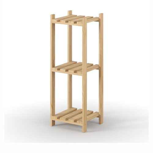 Natural Pine 3 Tier Square Shelf Storage Unit [Shelco]