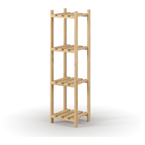 Natural Pine 4 Tier Square Shelf Storage Unit [Shelco]