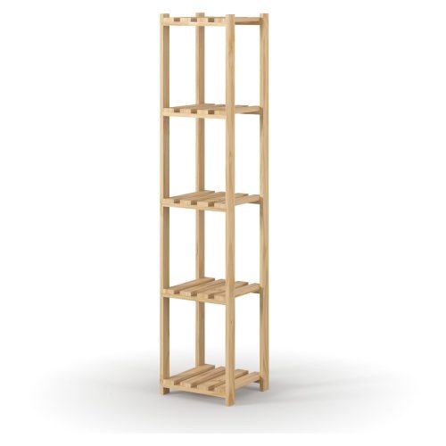 Natural Pine 5 Tier Square Shelf Storage Unit [Shelco]