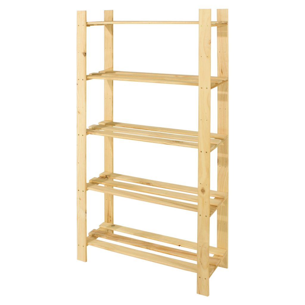 Natural Pine 5 Shelf Slatted Storage Unit [Shelco]