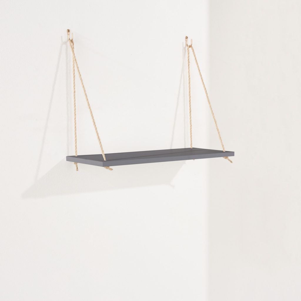 Grey Effect 44cm Single Shelf with Hanging Rope [Thames]