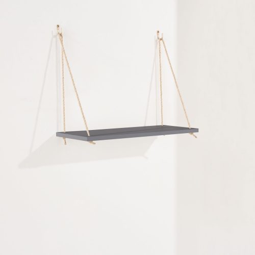 Grey Effect 44cm Single Shelf with Hanging Rope [Thames]