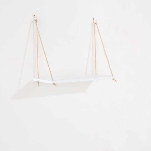 White Effect 44cm Single Shelf with Hanging Rope [Thames]